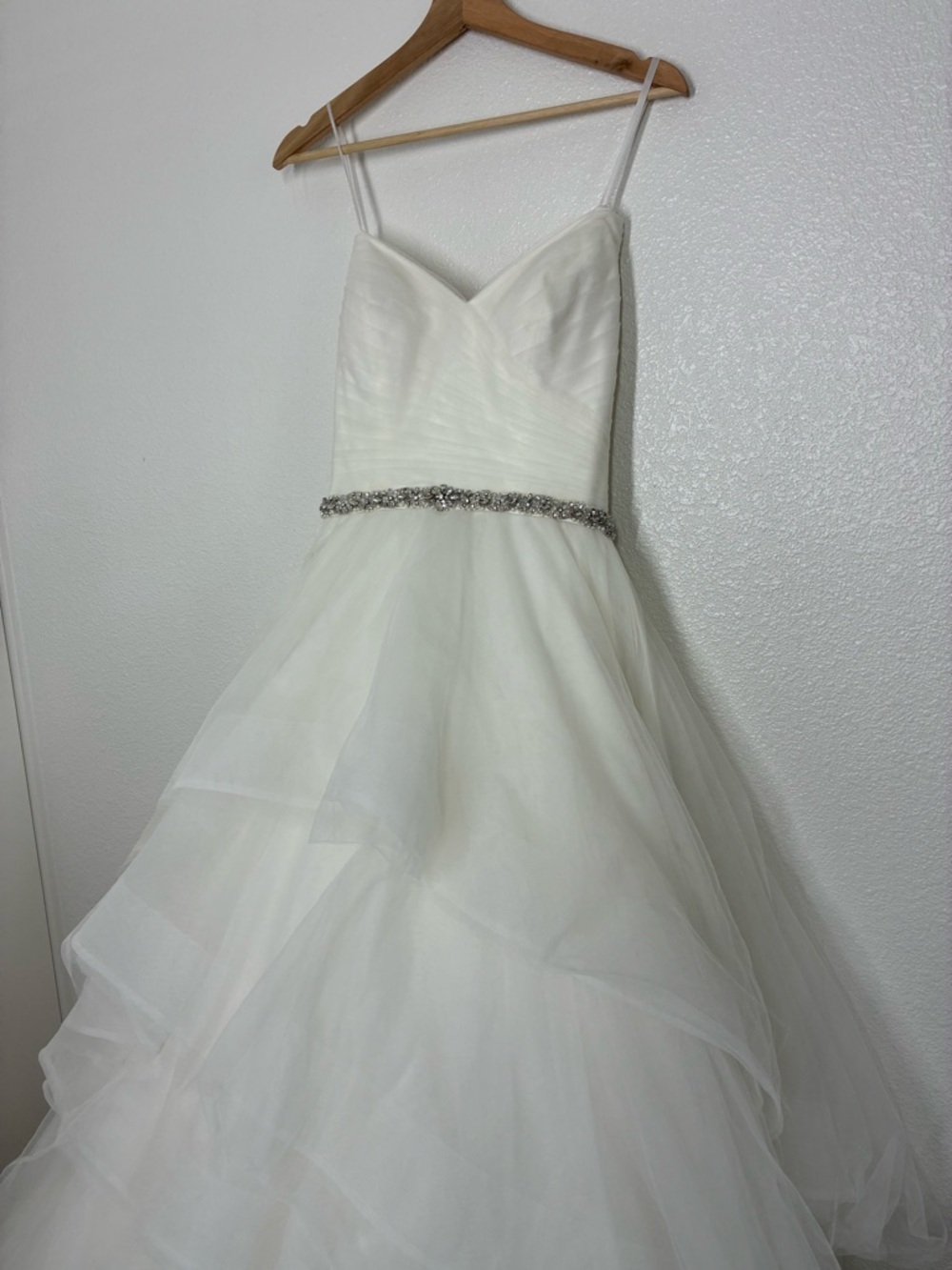 MORI LEE Weadding Dress 2873 Off-White USA 8 Crystal Beaded Tulle Ball Veil - Picture 5 of 17